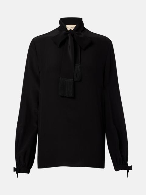 Bow-detail silk crêpe shirt