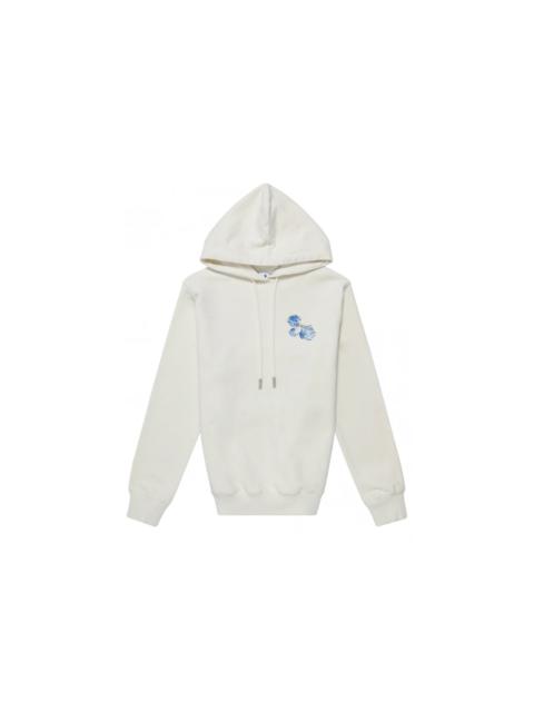 OFF-WHITE Womens Floral Arrows Hooded Sweatshirt White Blue