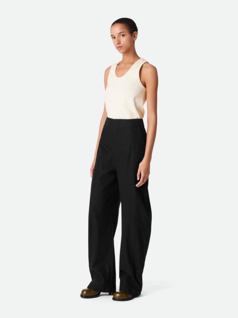 Cotton Twill Wide Leg Trousers
