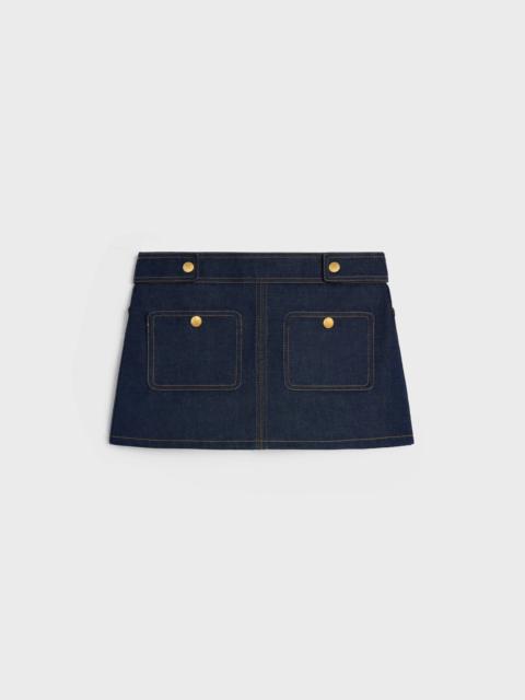 CELINE trapeze mini skirt in raw wash denim | REVERSIBLE