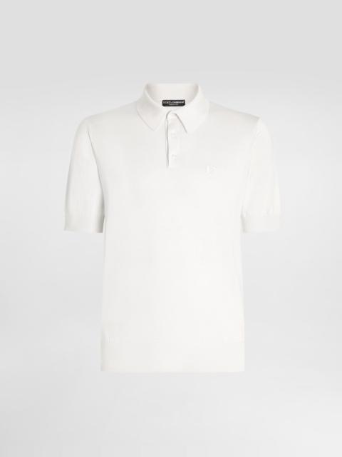 Silk polo-shirt with logo embroidery