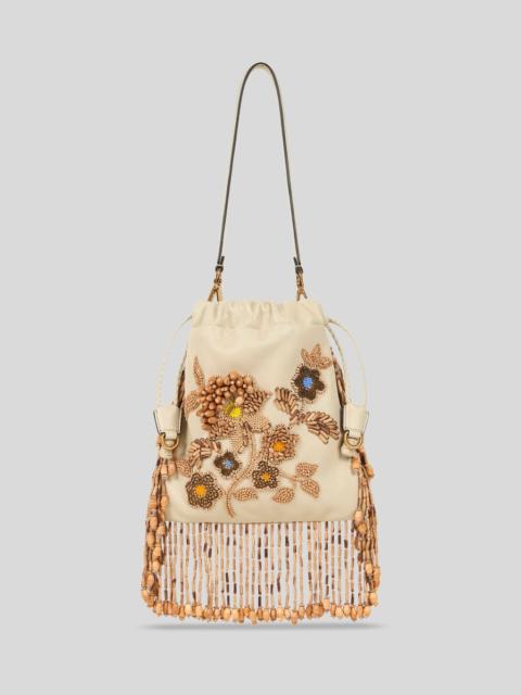 SMALL LEATHER KALISPERA BAG WITH BEADS AND FRINGING