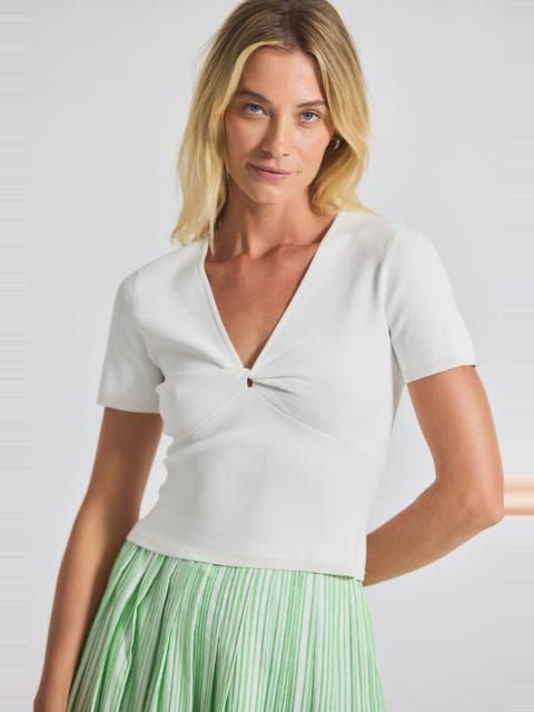 BELLE VISCOSE COMPACT KNIT TWIST FRONT SWEATER