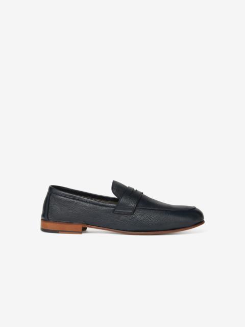 Blue deerskin loafers