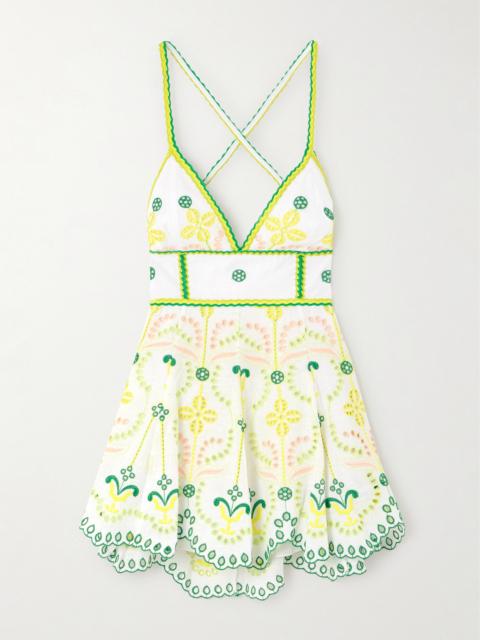 Cluzet Broderie Anglaise Cotton-blend Halterneck Mini Dress