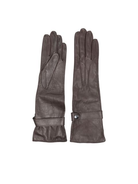 button-fastening leather gloves