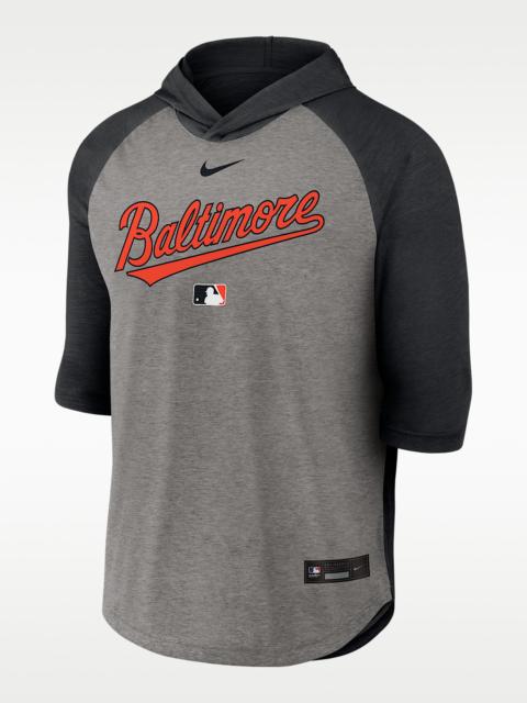 Baltimore Orioles Authentic Collection Flux Men's Nike Dri-FIT MLB 3/4-Sleeve Hooded T-Shirt
