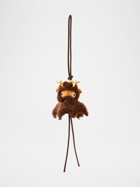 Fawnie Deer Bag Charm in Acetate & Shearling