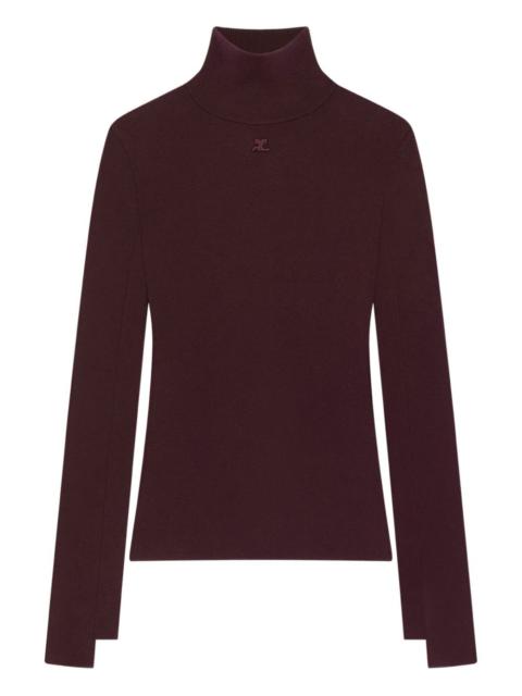 mock-neck long-sleeve sweater