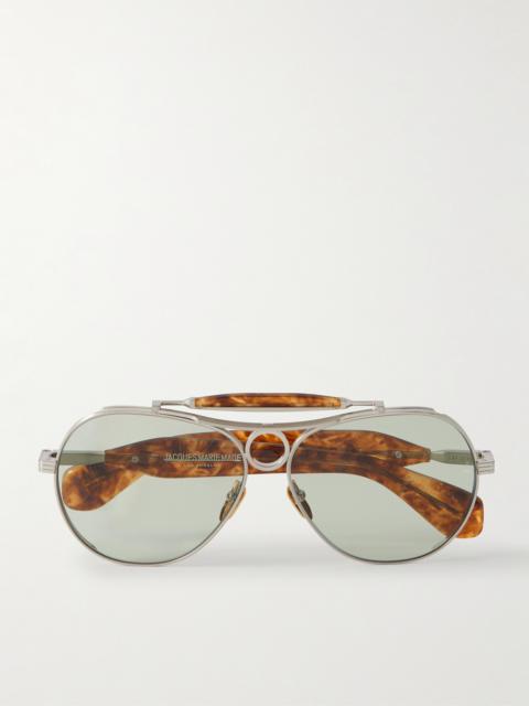 Aspen Aviator-style Silver-tone And Acetate Sunglasses