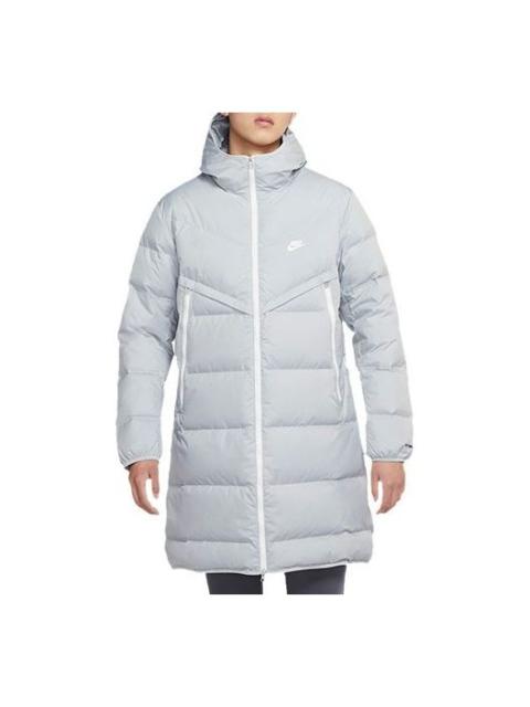 Nike Logo Sports Hooded Down Coat 'Light Grey' DD6789-077