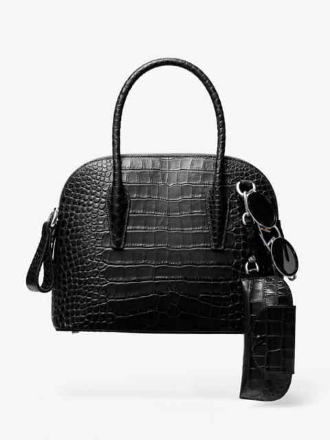 Kaitlin Medium Crocodile Embossed Leather Dome Satchel