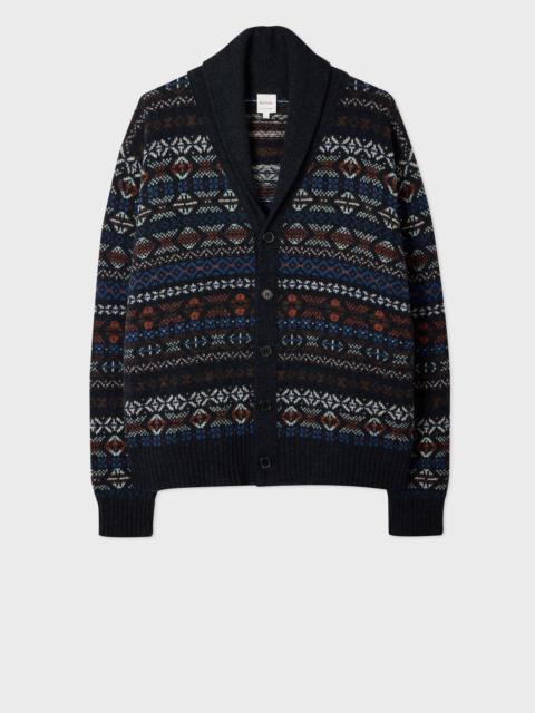 Navy Fair Isle Wool Cardigan