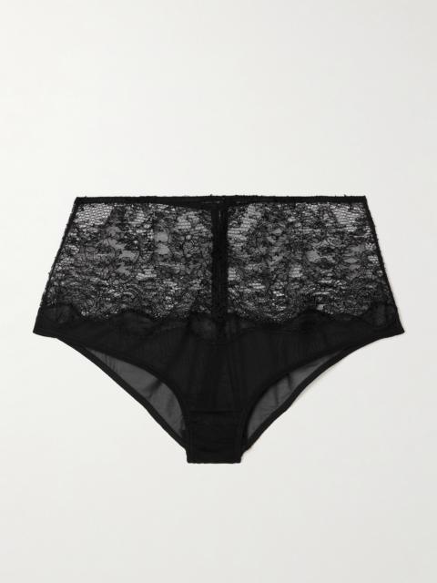 La Follie Lace And Mesh Briefs