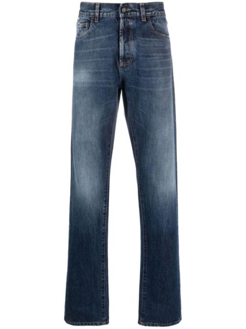 vintage-wash straight-leg jeans