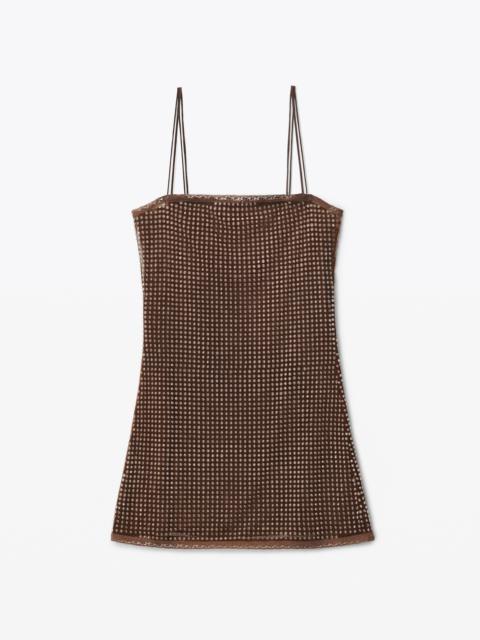 CLEAR HOTFIX SLIP DRESS IN LIGHT MESH