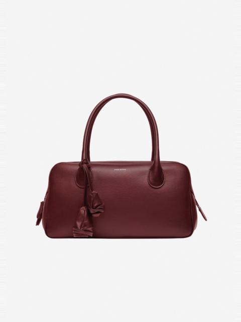 Brigitte in burgundy leather with flower charm