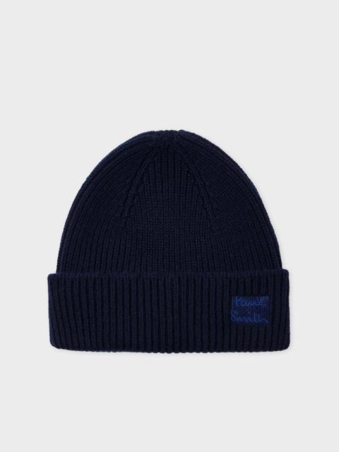 Navy Cashmere-Blend Beanie