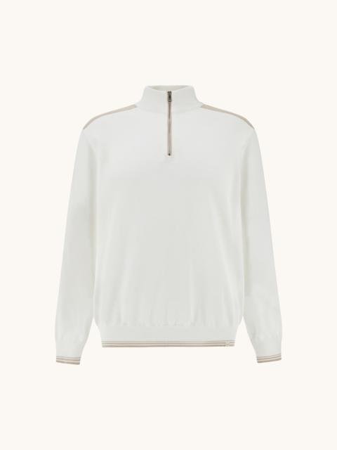HALF‑ZIP SWEATER IN PIUMA COTTON WITH TYPHOON® DETAILS