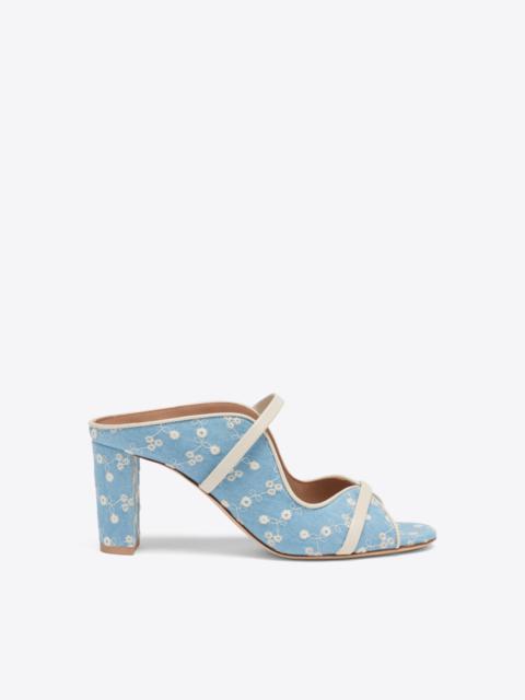 Norah 70 Blue Floral Denim Heeled Sandals