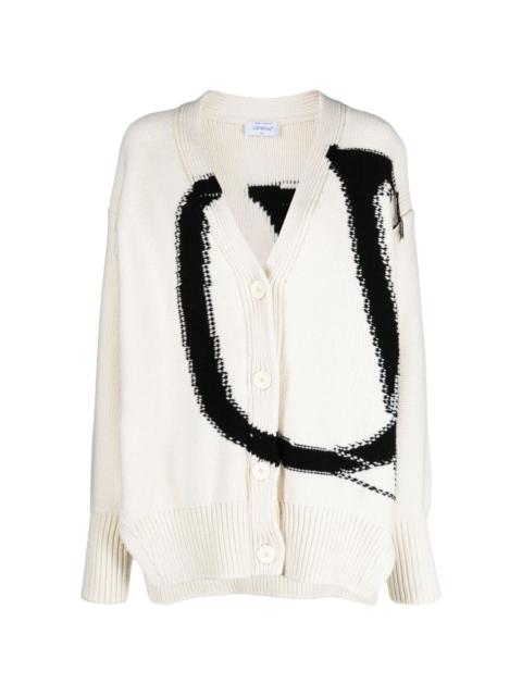 Maxi logo-intarsia wool cardigan