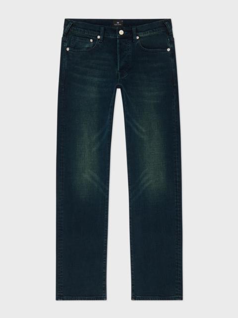 Standard-Fit 'Crosshatch Stretch' Blue Over-Dye Jeans