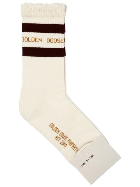 COTTON BLEND SOCKS WITH LOGO AND STRIPES