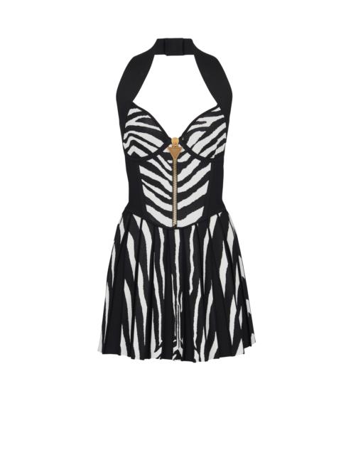 Zebra jacquard knit dress