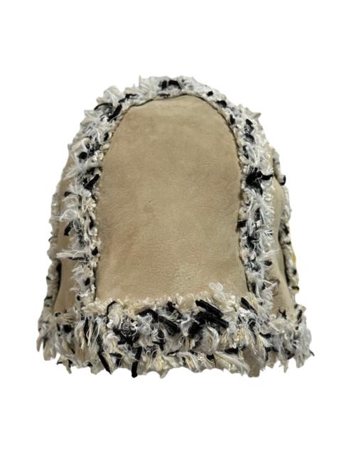 CHANEL Fall Winter 2005 Tweed Trim Leather Bucket Hat