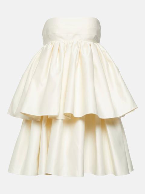 Strapless twill minidress