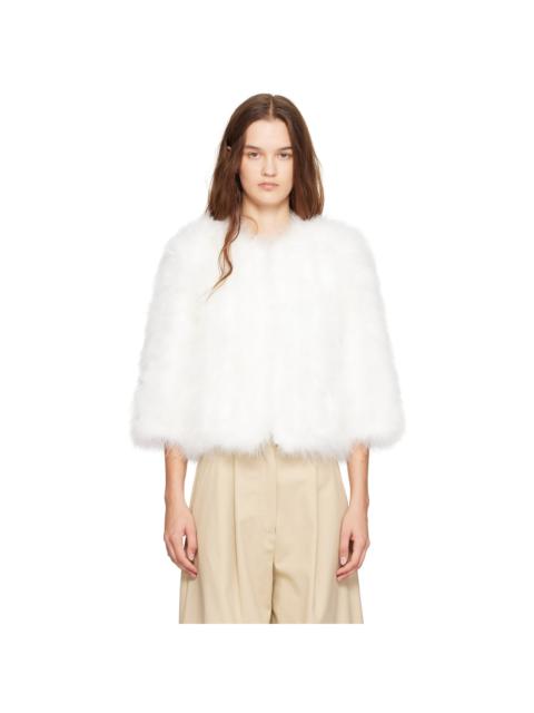 White Cropped Feather Jacket
