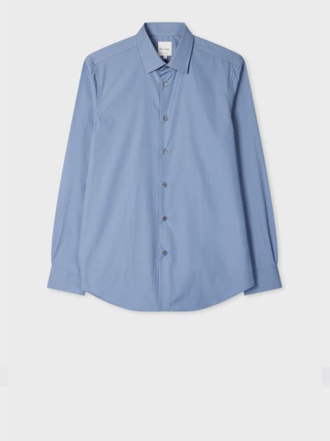 Tailored-Fit Blue Cotton Poplin Shirt