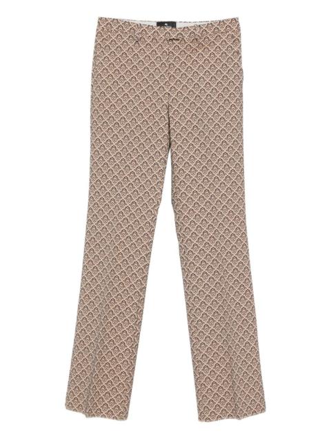 damask-pattern trousers