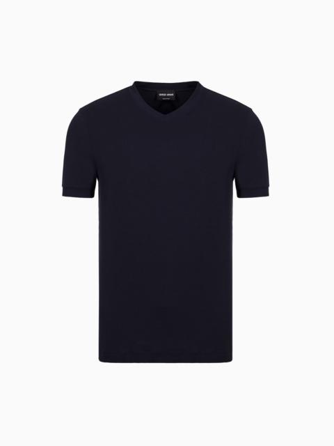 V-neck T-shirt Icon in stretch viscose jersey