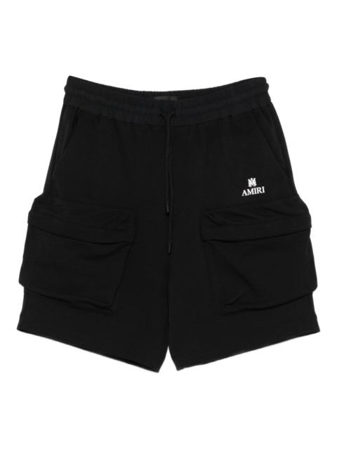 drawstring-waist cargo track shorts