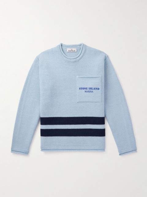 Marina Logo-Print Striped Wool Sweater Blue
