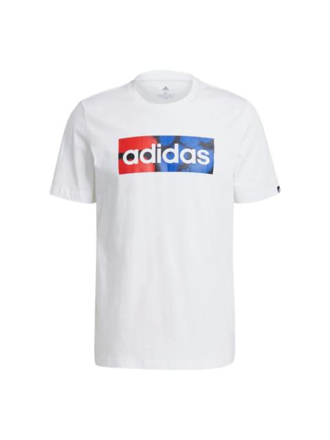 Men's adidas Alphabet Logo Printing Round Neck Pullover Short Sleeve White T-Shirt GL3253