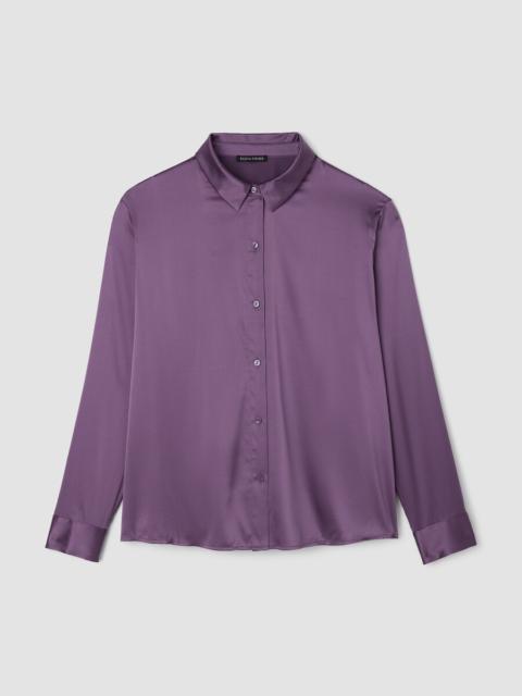 Stretch Silk Charmeuse Classic Collar Shirt