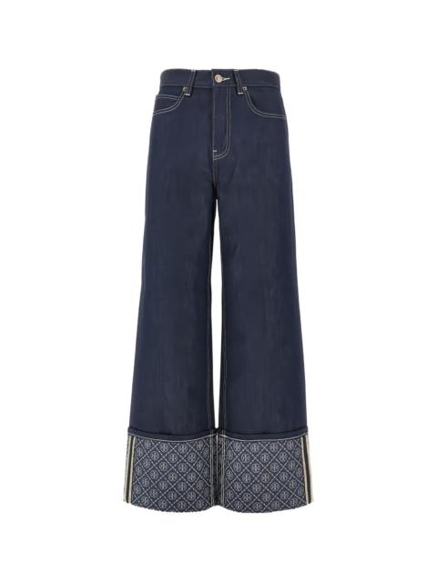 Contrast cuff straight leg jeans