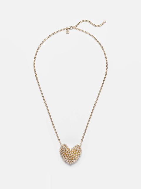 Heart Large 14kt gold pendant necklace with diamonds