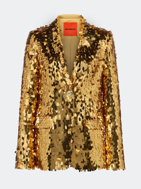 Leon Sequin Blazer In Star Gold