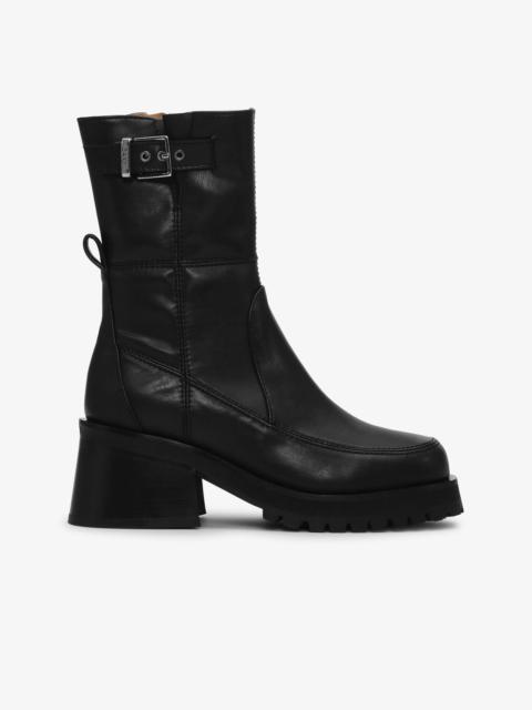 BLACK FEMININE BUCKLE PLATFORM BOOTS