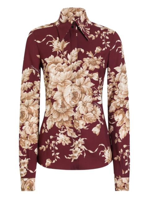 rose-print charmeuse shirt