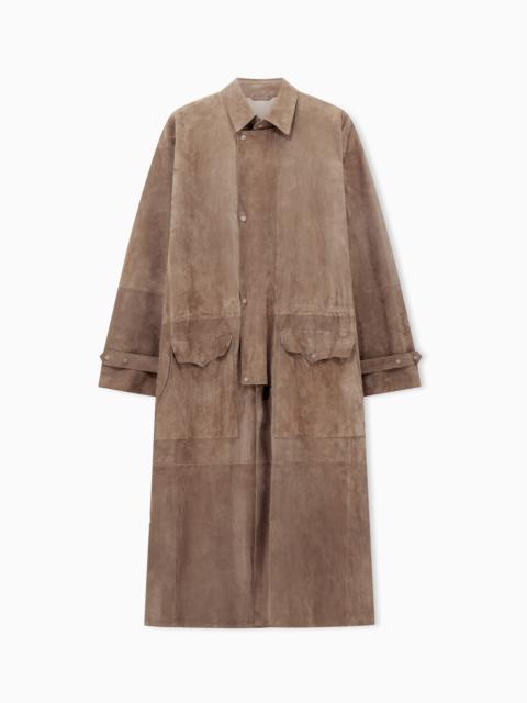 SUEDE-LAMBSKIN, SINGLE-BREASTED TRENCH COAT