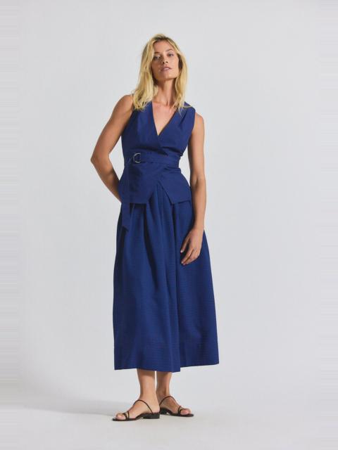 ANNIKA MIXED MEDIA MINI GRID GEORGETTE DRESS