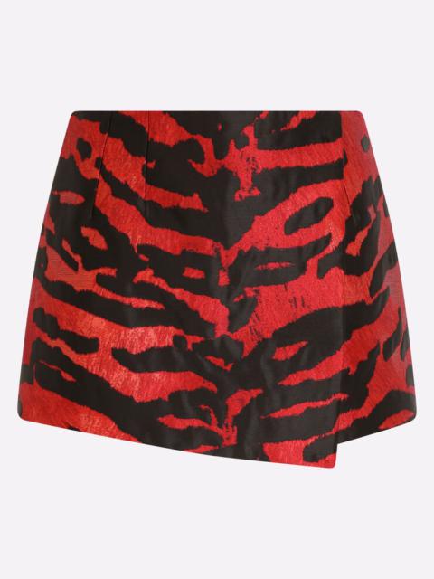 Tiger-design wrap skirt in lamé jacquard