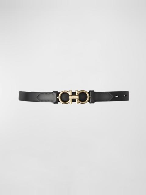 Gancini-Buckle Leather Rolo Belt