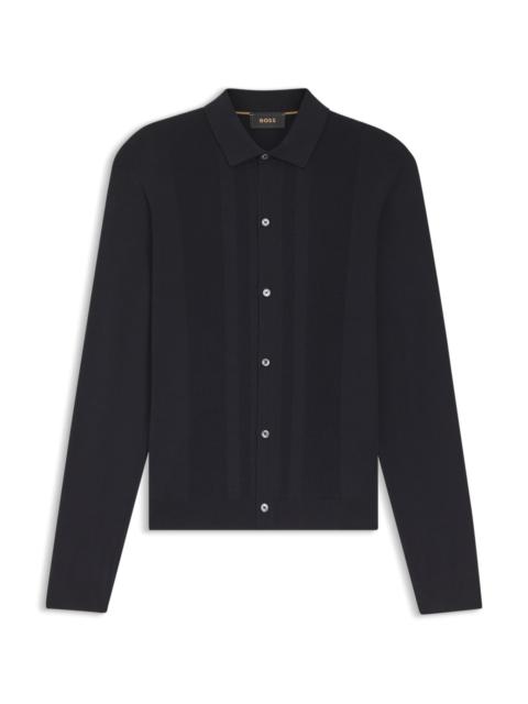 SILK CARDIGAN WITH MESH PANELING