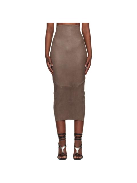 Gray Temple Dirt Pilla Leather Midi Skirt