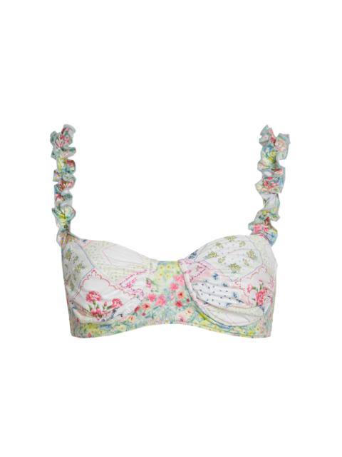 Annika Ruffled Paneled Bikini Top white